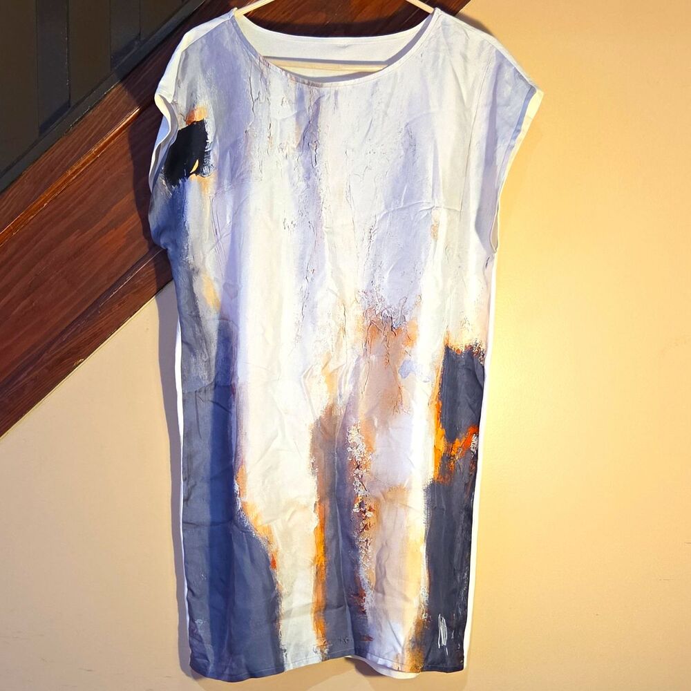 Choisy Collection "Nuages" Silk Front Abstract Shift Dress Tunic – Size L